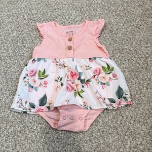 Patpat Baby Girl Pink Floral Dress Romper Flutter Sleeve Size 9-12 Months